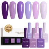 CANNI purple gel nail polish set with color-matched bottles for accurate color viewing