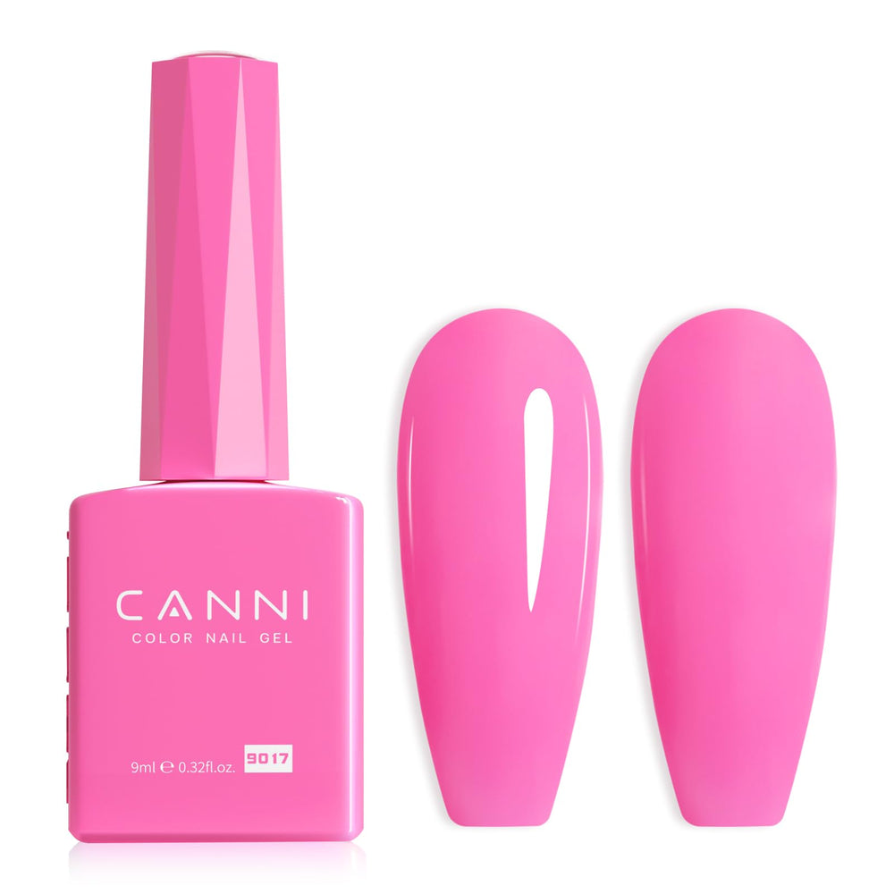CANNI Pink Gel Nail Polish bottle closeup shows accurate shade for planning