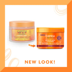 Cantu Shea Butter Define & Shine Custard on twist-out demonstrates defined curls.
