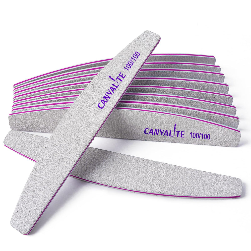CANVALITE 100 grit nail files pack with comfortable grip for quick shaping.