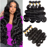 Caplina 16A body wave bundles closeup shows durable weft and full density.