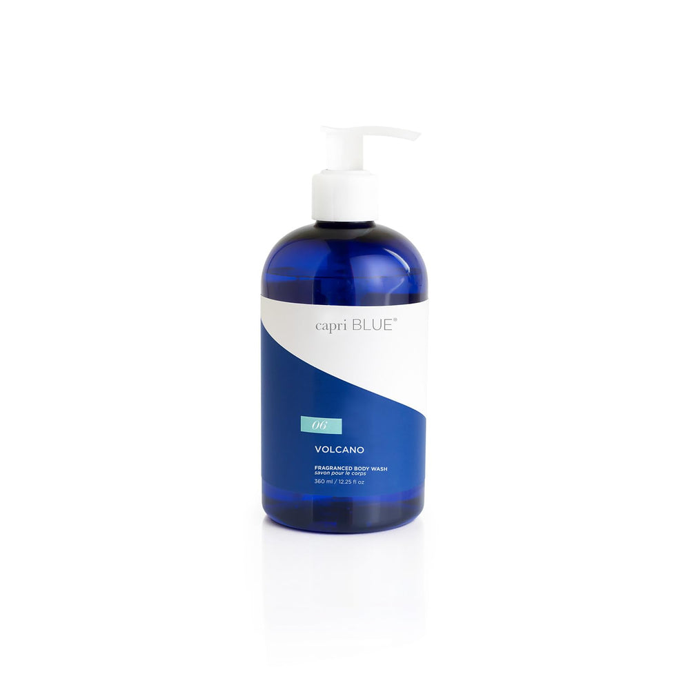 Capri Blue Volcano bottle ready for a refreshing shower cleanse.
