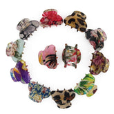 Carede mini 12-pack floral printed hair clip with cheerful colors for daily styling.