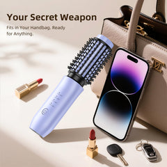 CARESKY cordless curling iron brush in handbag emergency scenario for quick touch-ups