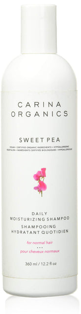 Carina Organics Sweet Pea Shampoo bottle—daily gentle cleansing for sensitive scalps.