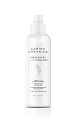 Carina Organics Unscented Leave-In Conditioner bottle for portable hydration and styling.
