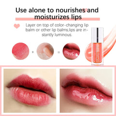 Application swirl of Carlos-CCC Lip Glow Oil demonstrating easy, light color