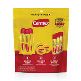 Carmex Classic Medicated Lip Balm tube front view for quick lip moisture.
