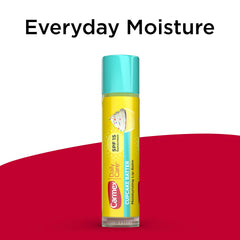 Carmex SPF 15 lip balm stick with water-resistant feature for 80 minutes of outdoor wear