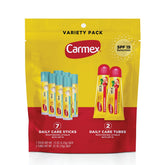 Carmex Daily Care strawberry lip balm stick with SPF 15 for daily lip protection.