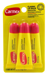 Carmex lip balm tube classic medicated 0.35oz soothes dry lips on the go.