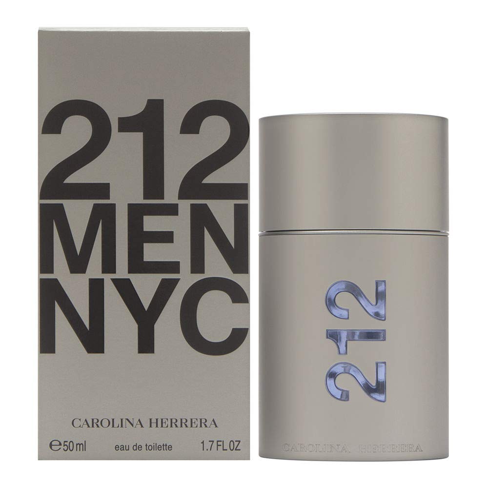 Carolina Herrera 212 Men EDT spray bottle; urban freshness with warm sandalwood for daily confidence.