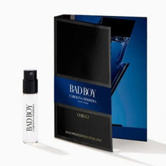 Carolina Herrera Bad Boy Cobalt vial spray bottle for travel and on the go fragrance