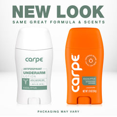 Carpe eucalyptus-scent deodorant close-up highlights natural fragrance.