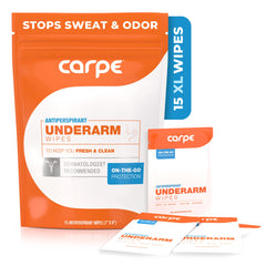Carpe On-The-Go Wipes pack demonstrates travel-ready design for on-the-move refreshment.
