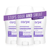 Carpe lavender citrus bottle for all-day underarm dryness.