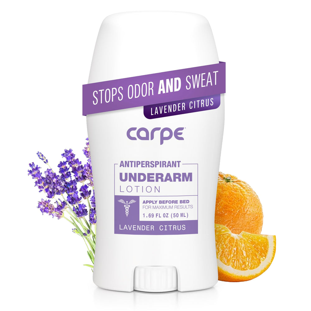 Carpe underarm lotion application demonstrates quick absorption for dry, comfortable underarms.