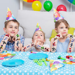 CasaCraze Spidey tattoos displayed as kid-friendly party gifts.