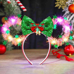 CASDRE Christmas light-up mouse ear headband glow for festive parties.