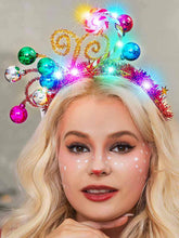 Catery light-up Christmas headband front view with festive sparkle for photos.