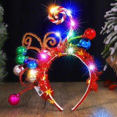 Catery light-up Christmas headband with LED glow modes for party vibes.