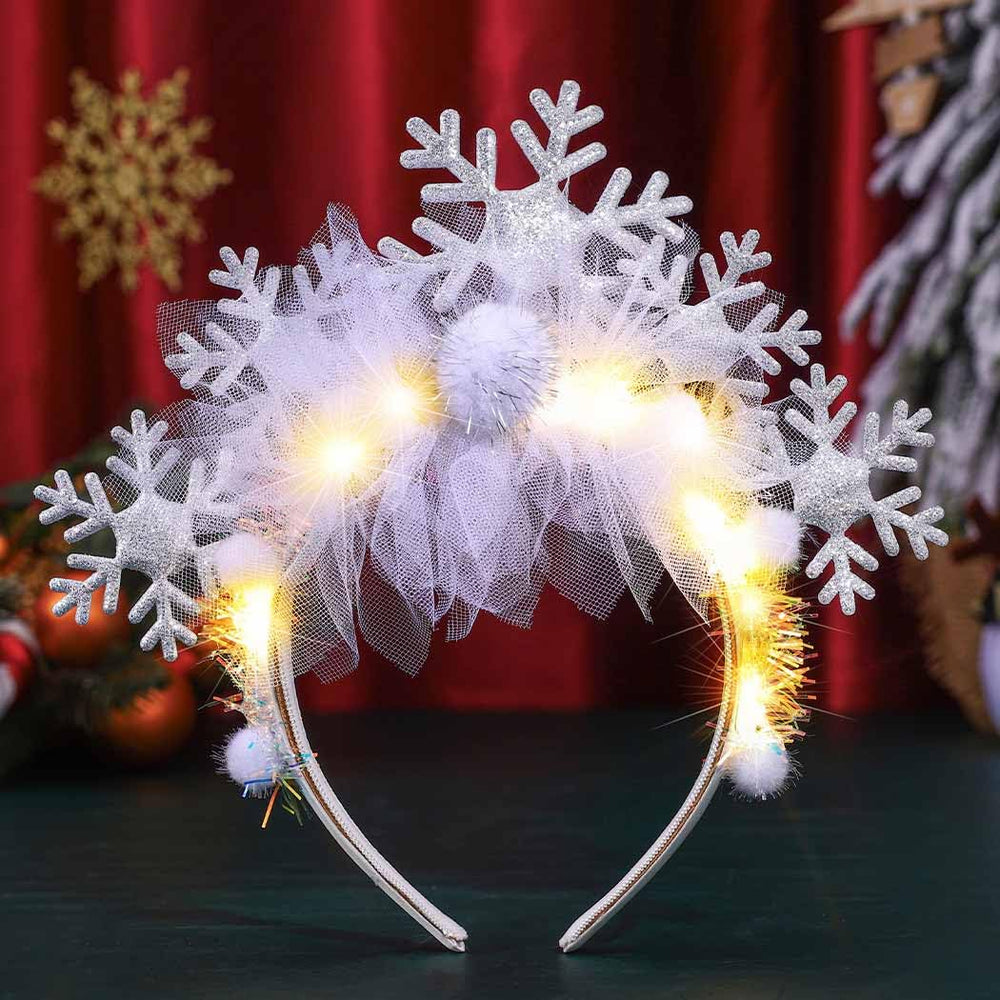 Catery light up snowflake headband glows for festive celebrations and photos