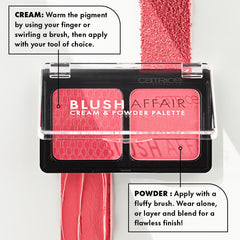 Catrice Blush Affair palette open with dual cream and powder blush