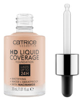 Catrice HD Liquid Coverage bottle closeup with matte, long-wear finish.