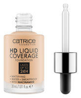 Catrice HD Liquid Coverage bottle front shows full-coverage matte finish.