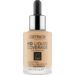 Catrice HD Liquid Coverage foundation dropper in action for precise layering and customizable coverage.