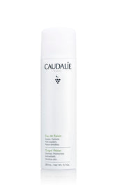 Caudalie grape water mist bottle closeup for instant refreshment and hydration