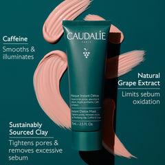Caudalie Instant Detox Mask tube dispensing product for easy weekly use.