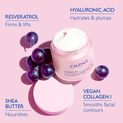Caudalie Resveratrol-Lift application on face-neck-decollete suggests even coverage