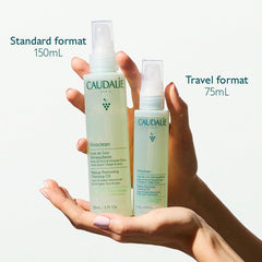 Caudalie Vinoclean bottle shows emulsify action with water rinse.