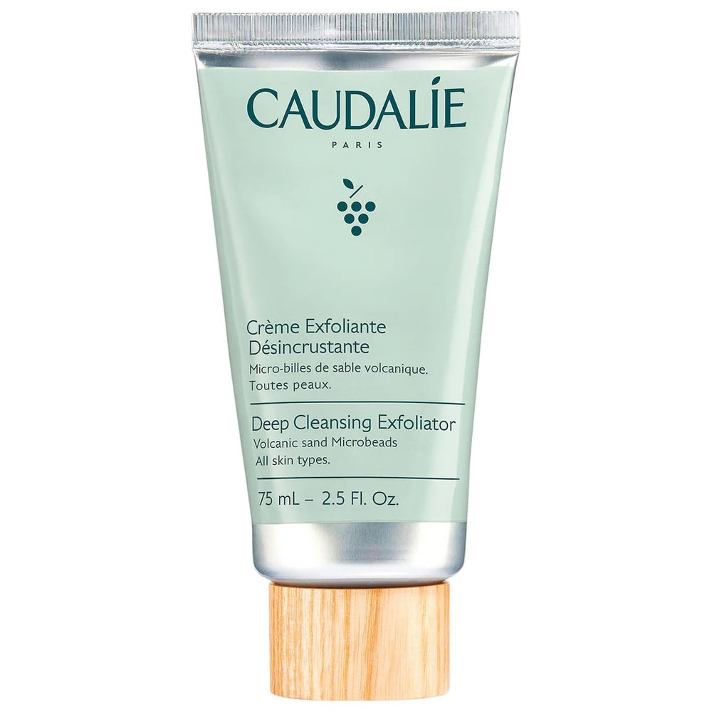 Caudalie Vinoclean Deep Cleansing Exfoliator bottle shown for gentle exfoliation and refreshing cleanse