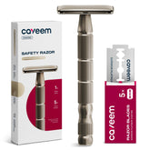 CAVEEM double-edge razor set with Champagne Matt finish for durable, precise grooming