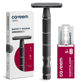 CAVEEM Double-Edge Razor handle in gun metal finishes for precise, comfortable shaving.