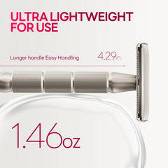 CAVEEM double-edge razor handle close-up with non-slip grip for control