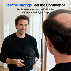 CAYAMA Red Light Cap side-fit demonstrates adjustable comfort during use