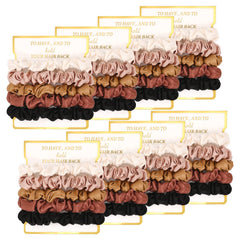 CEELGON 8-pack satin scrunchies Ivory with luxurious sheen for bridesmaid looks