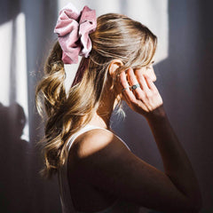 CEELGON oversized scrunchies in Black for no-crease ponytails and all-day comfort.