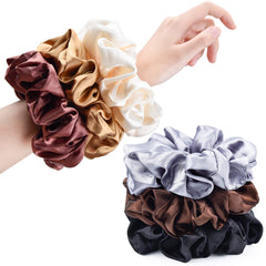 CEELGON satin scrunchies black oversized hold for thick hair with gentle, snag-free removal.