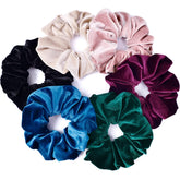 CEELGON velvet scrunchies on wrist offering color pop and gentle hold for daily wear.