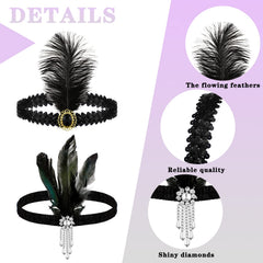 Ceenna black feather headband with crystals for elegant evening looks.