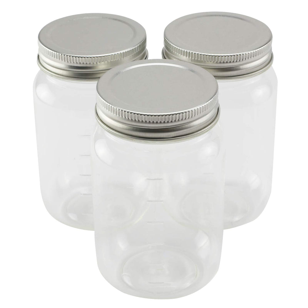 Celebrate It Michaels 16oz plastic Mason jar closed, ideal for pantry storage and craft organization