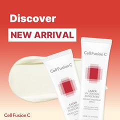 Cell Fusion C Laser UV Defense texture reveals a soft matte finish.