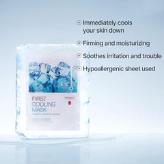 Cell Fusion C Post Alpha First Cooling Mask glacial water droplets deliver refreshing cooling relief.