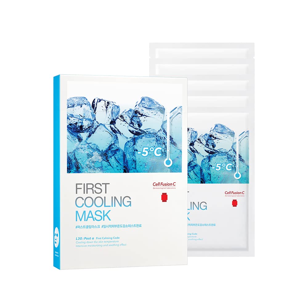 Cell Fusion C Post Alpha First Cooling Mask packaging for convenient daily hydration.