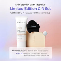 Cell Fusion C Skin Blemish Balm on skin shows gentle redness coverage.