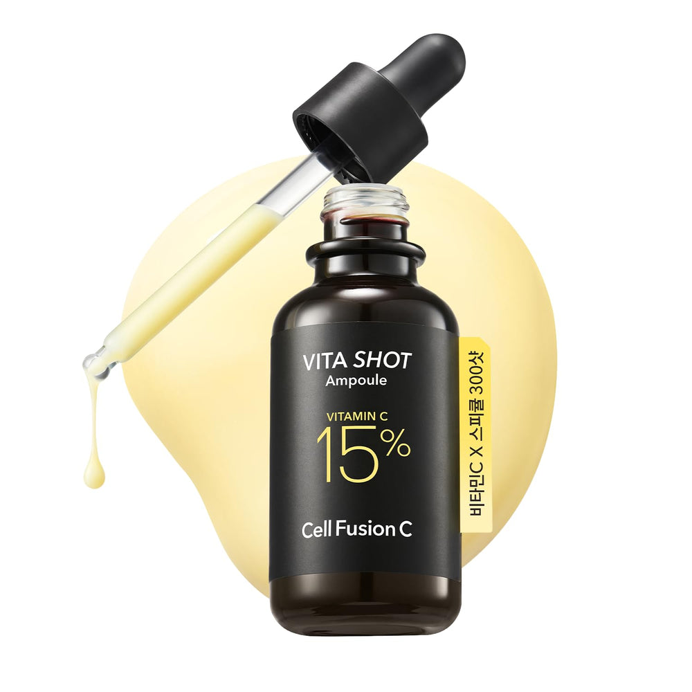 Cell Fusion C Toning C Vita Shot Ampoule bottle front boosts glow with vitamin C.